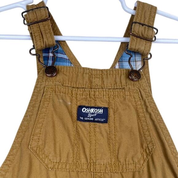 OshKosh B'Gosh Baby Lightweight Canvas Bib Overalls, Dark Khaki - Picture 2 of 9